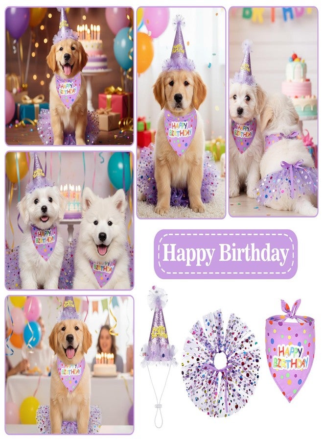 Yuanchu Dog Birthday Bandana with Hat and Dress Girl Set, Cute Puppy Birthday Party Supplies Adjustable Tutu Skirt Outfit, Party Supplies for Small Medium Dogs - Image 2